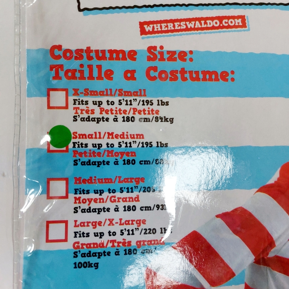 3pc Wheres Waldo? Costume size Small/Medium Halloween - Picture 2 of 4